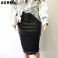 Knee Length Plus Size Black Sexy Beading Office Lady Pencil Skirts